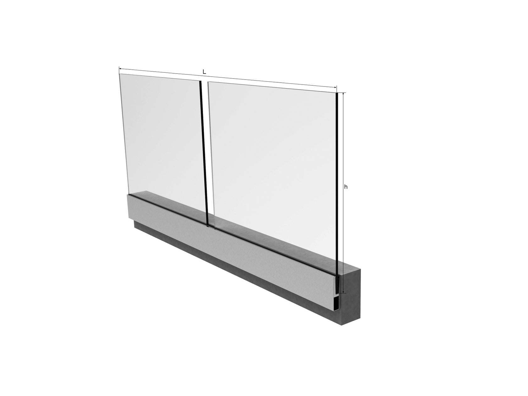 Vonalmenti üvegkorlát-teljes garnitúra H=1m/L=2,5m