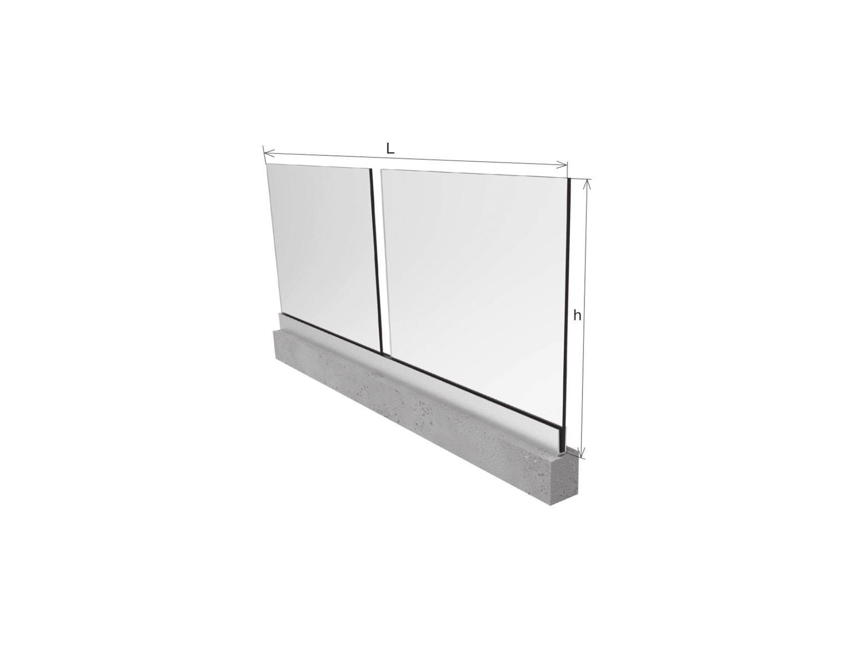 Vonalmenti üvegkorlát-teljes garnitúra H=1m/L=2,5m