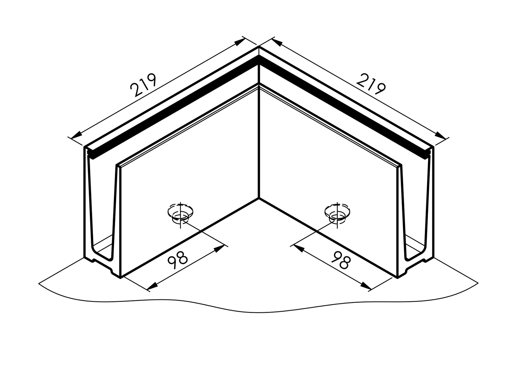 Inox hatásű alumínium profil - külső sarok
