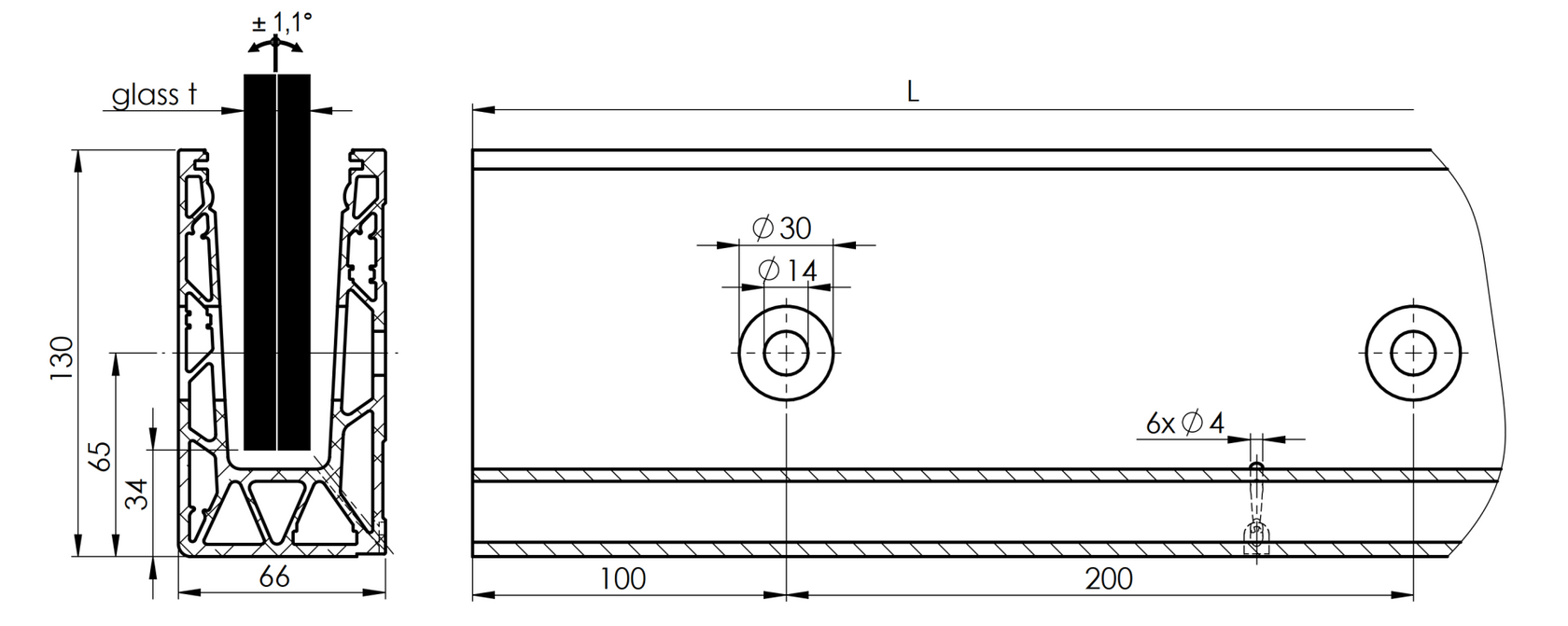 Alumíniumprofill vonalmenti üvegkorláthoz-ELOX
