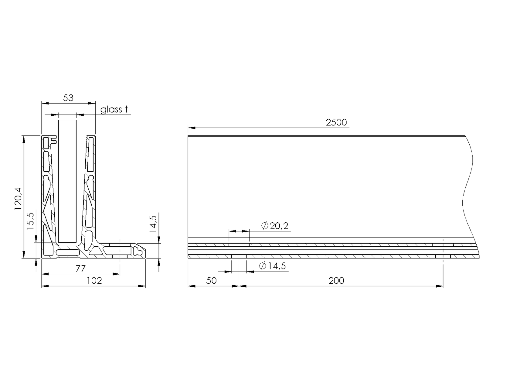 ECO oldalperemes alumínium profil