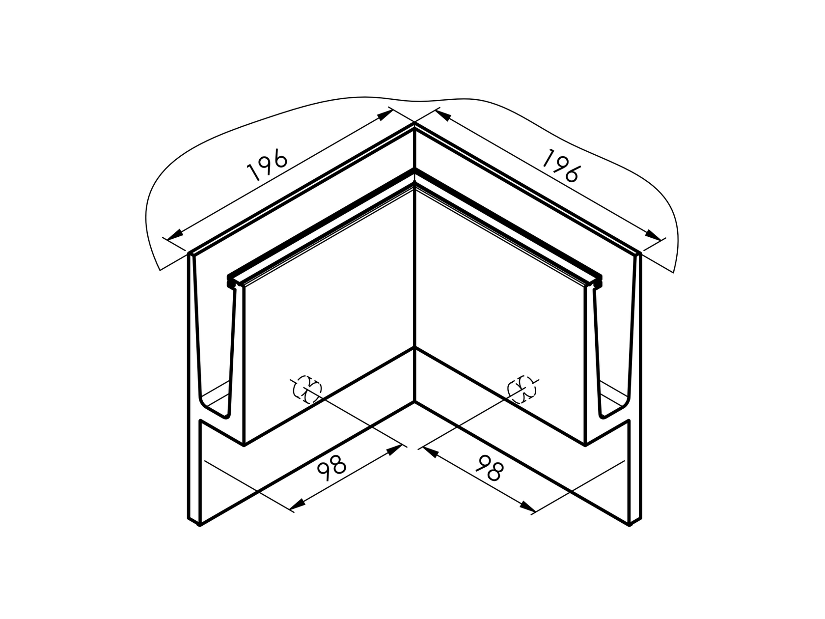 Alumínium profil - belső sarok (fekete)
