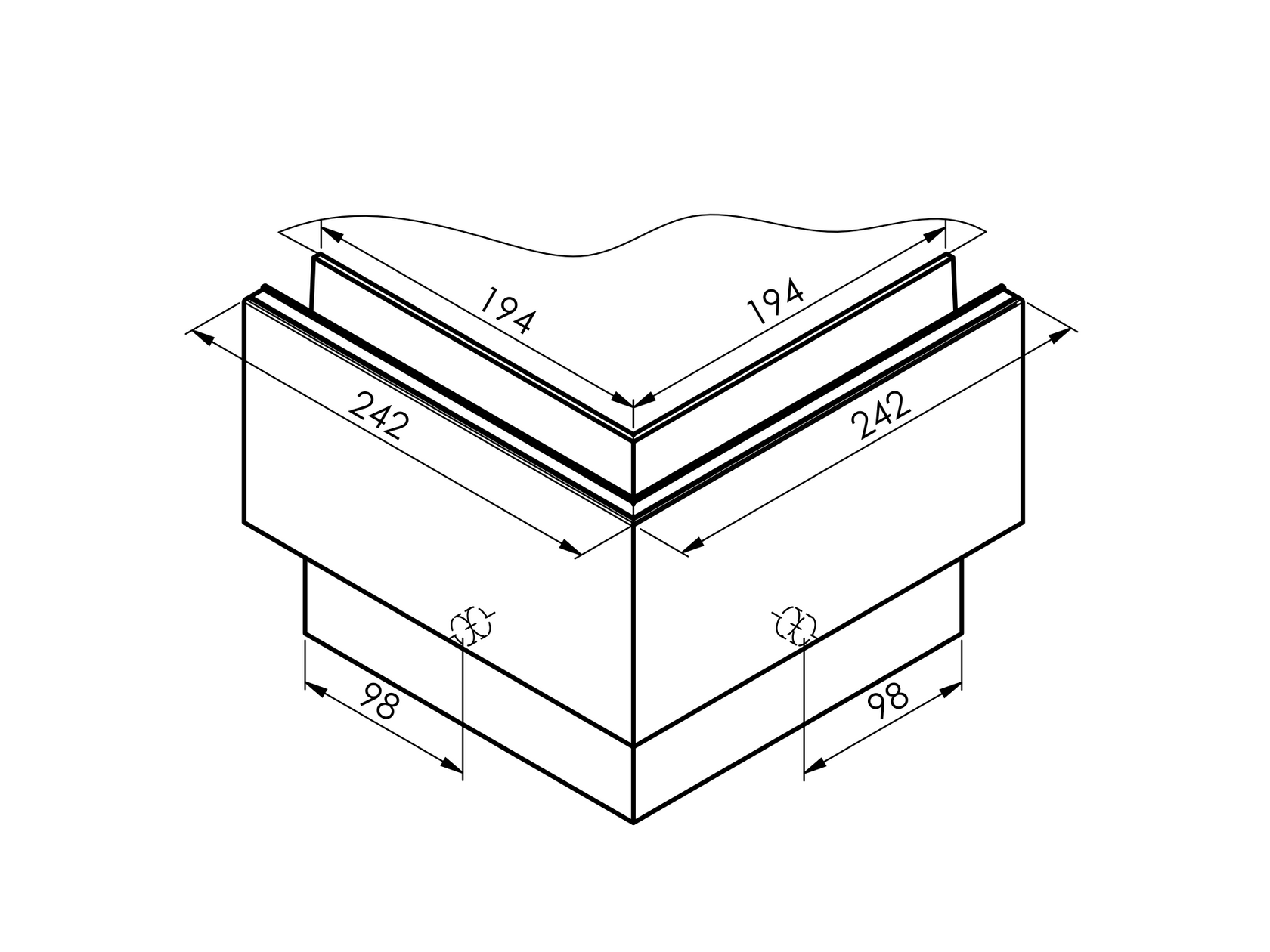Alumínium profil - külső sarok (fekete)