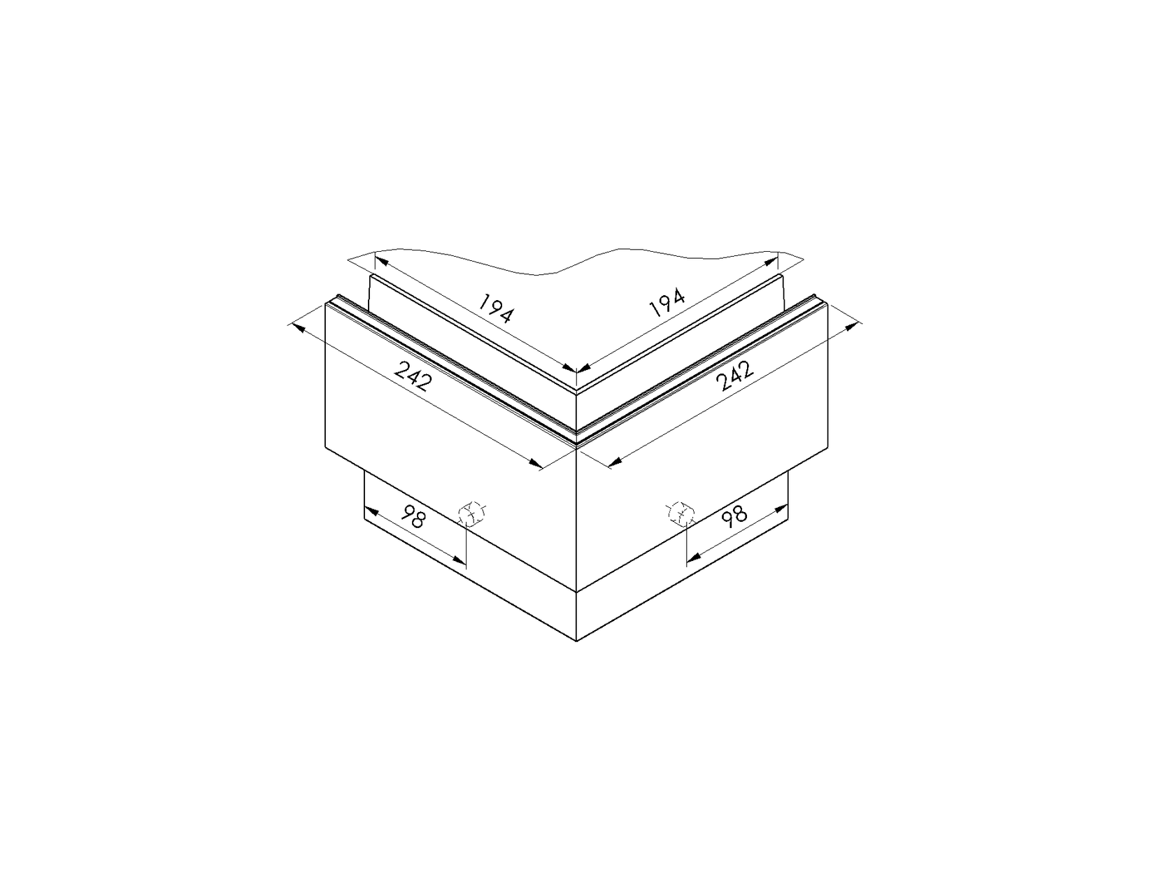 Alumínium profil - külső sarok