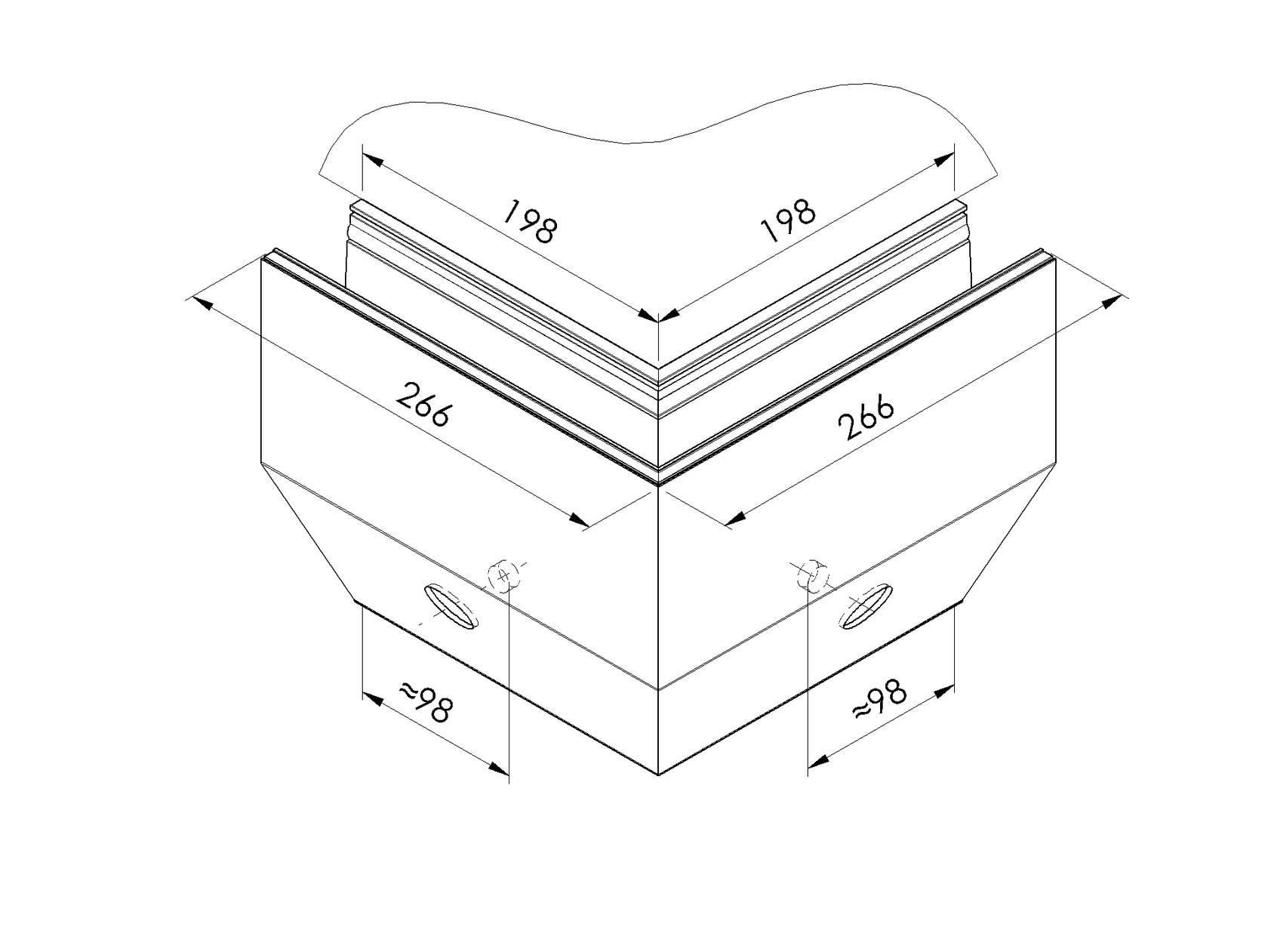 Alumínium profil - külső sarok