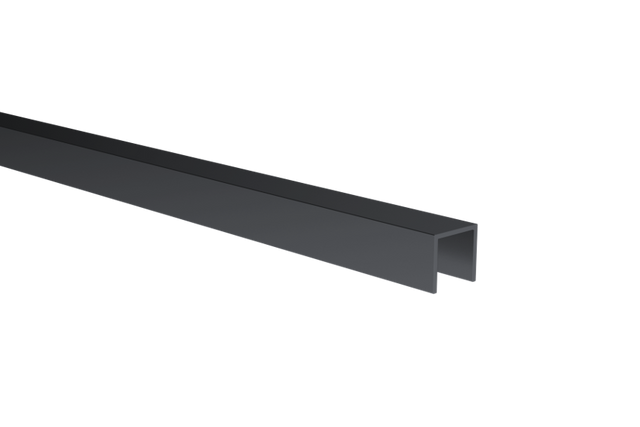 U AL 15x15x2 mm-es üvegezőprofil 6–8 mm-es üveghez, fekete eloxált