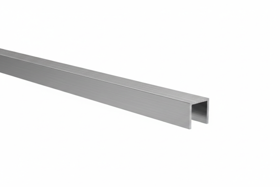 U AL 15x15x2 mm-es üvegezőprofil 6–8 mm-es Glass INOX effekt üveghez