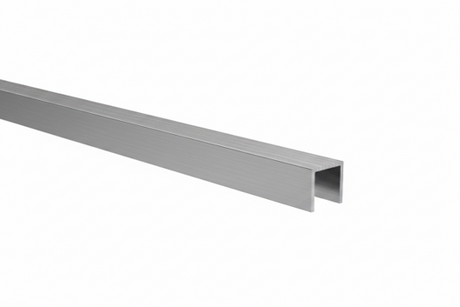 U AL 15x15x2 mm-es üvegezőprofil 6–8 mm-es Glass INOX effekt üveghez