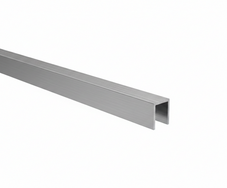 U-profil 20x30x2 mm, 10–12 mm vastag üveghez, rozsdamentes acél hatású