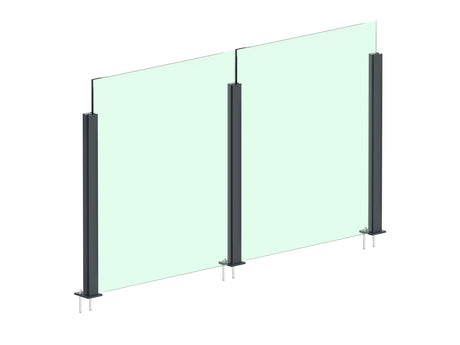 Alumínium oszlop szett 56×60 - 1m, felső rögzítés takarókkal, átmenő - Antracit RAL 7016