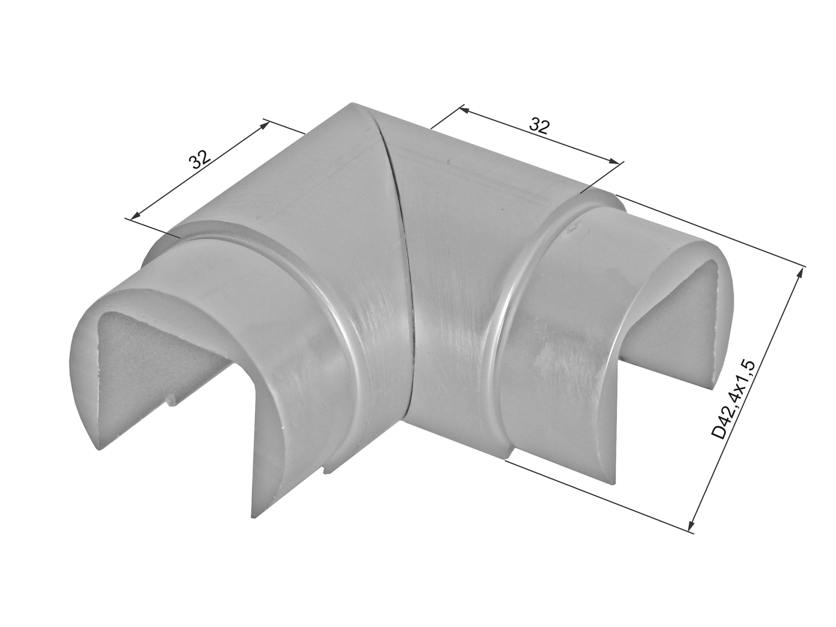Üvegkorlát alukapaszkodó sarokidom-vízszintes, 90°