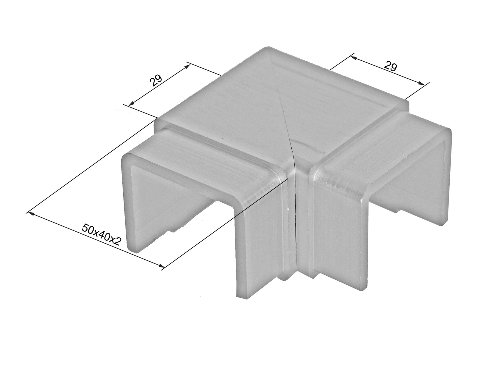 Üvegkorlát alukapaszkodó sarokidom-vízszintes, 90°