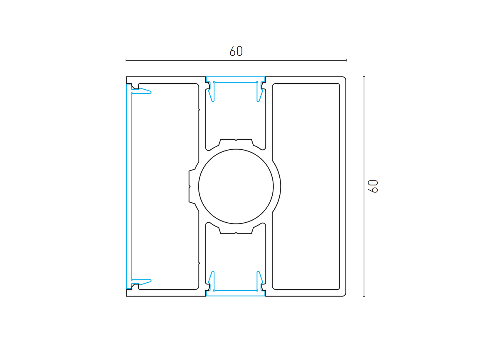 Alumínium kerítésoszlop 60x60 - 6000mm