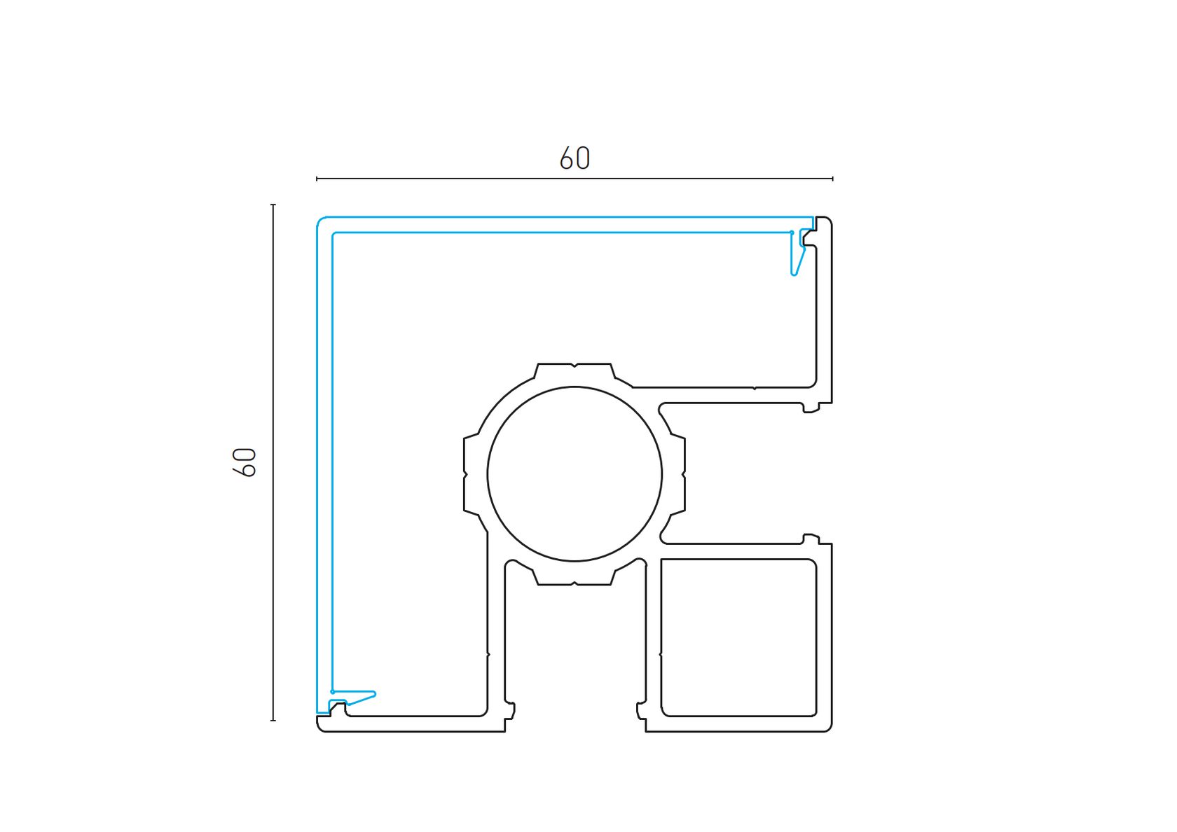 Alumínium kerítésoszlop 60x60 sarok - 6000mm