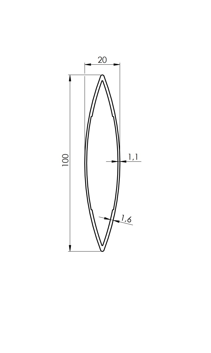 Alumínium kerítés zsaluzia ovális 20x100-6000mm
