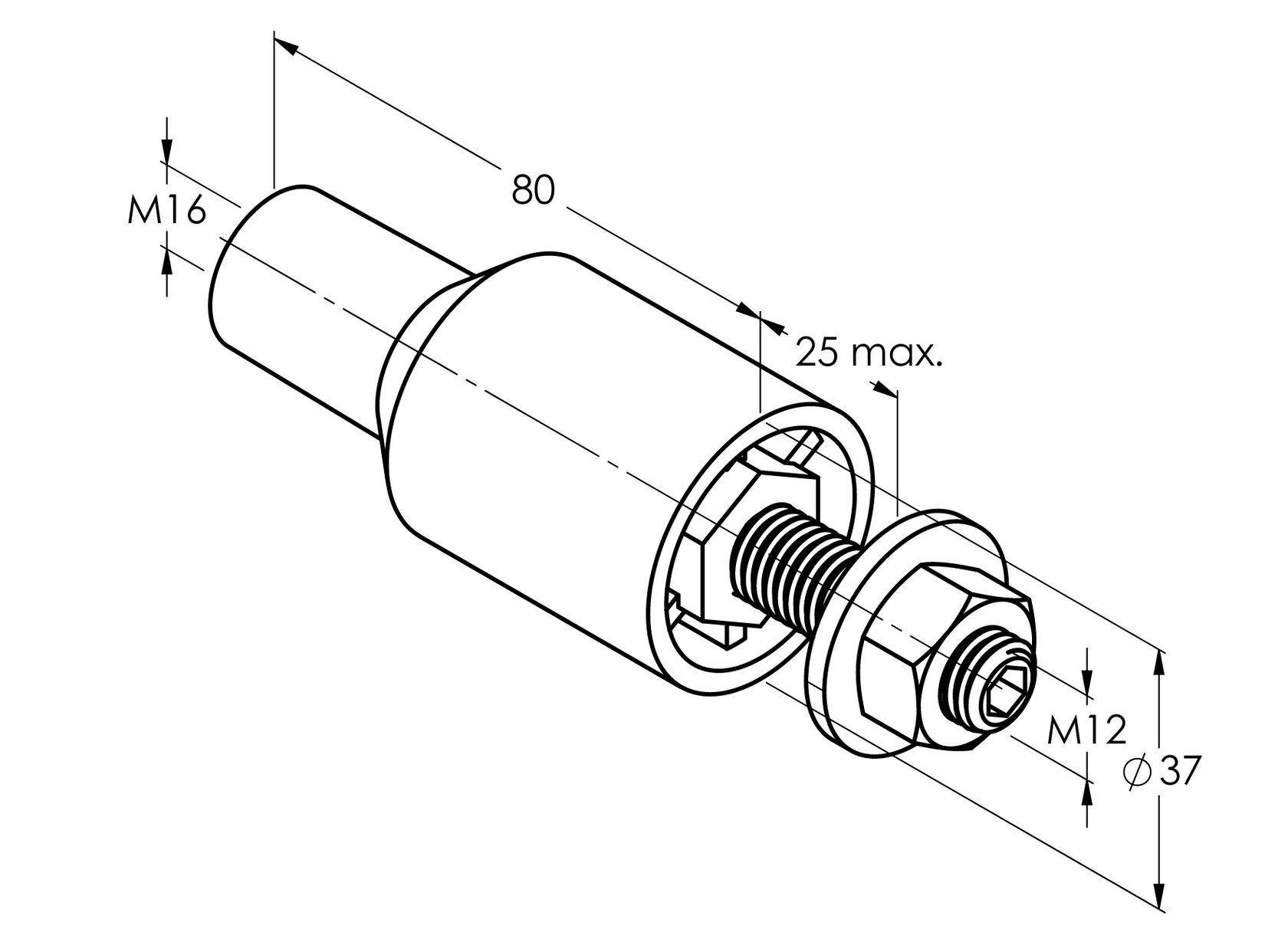 Kotva pre distančnú montáž bez tepel. most M12/M16