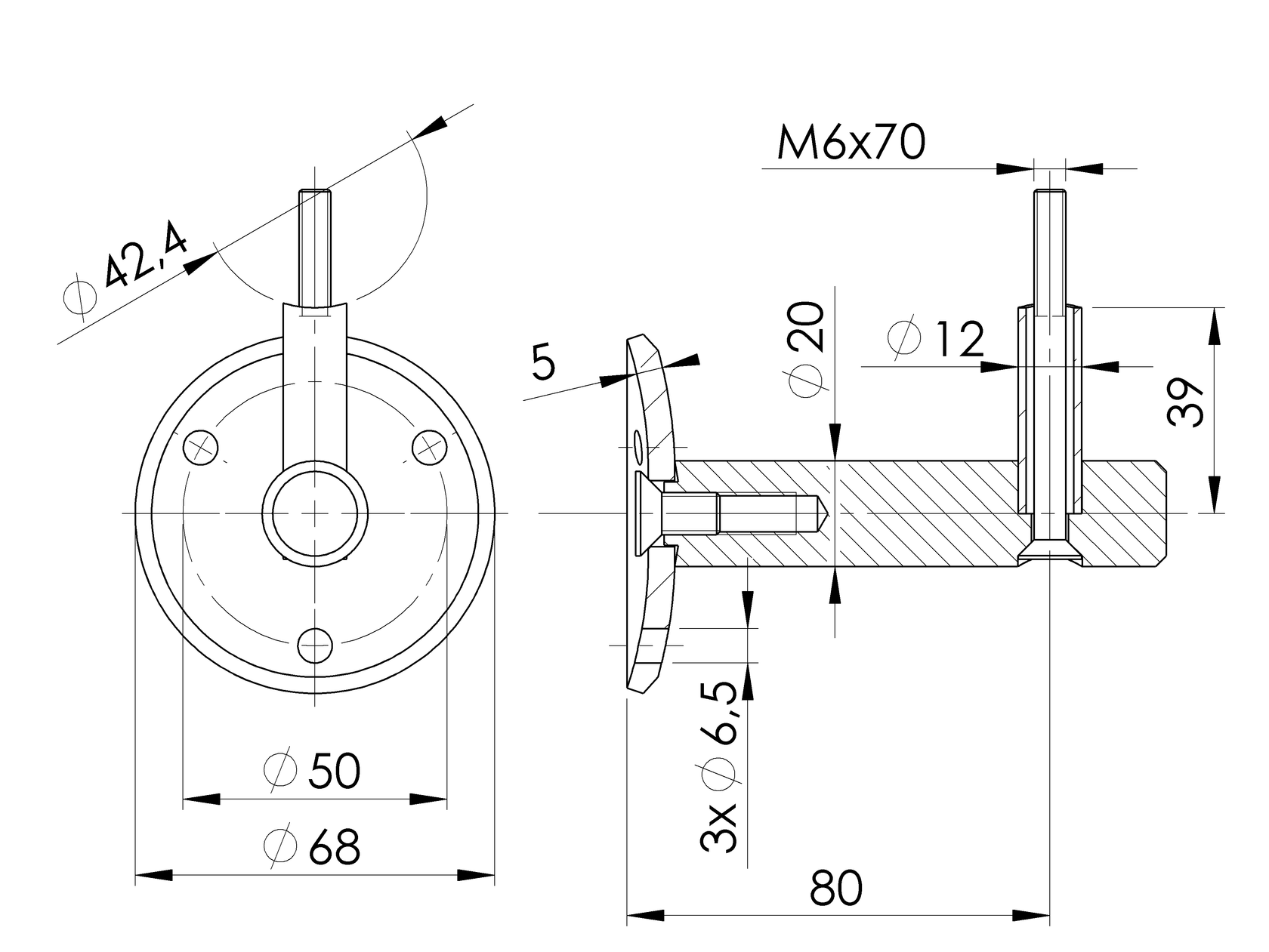 Falikonzoll körkapaszkodóhoz rejtett rögzítésel AI