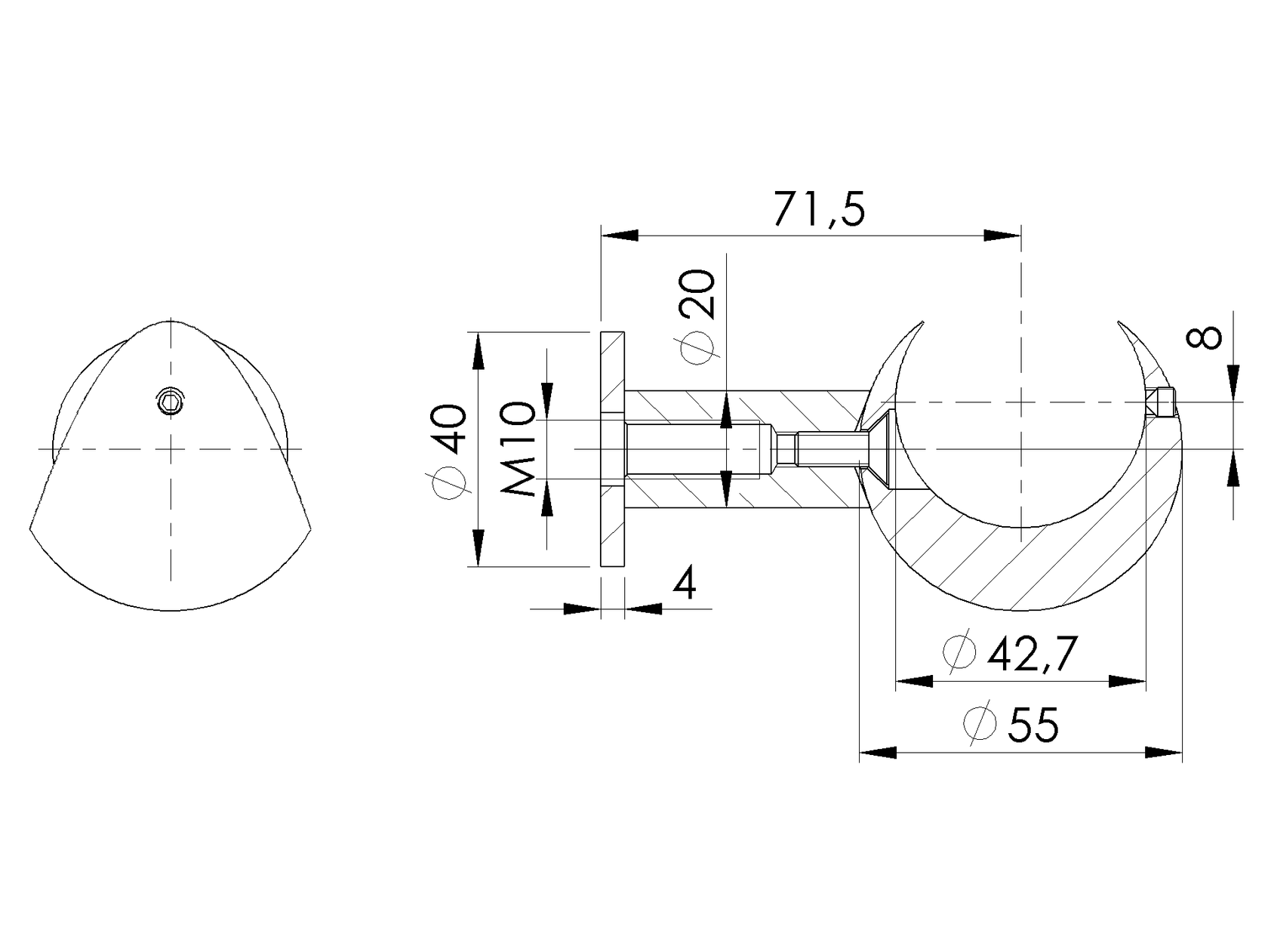 Körkapaszkodó tartó-falra - C