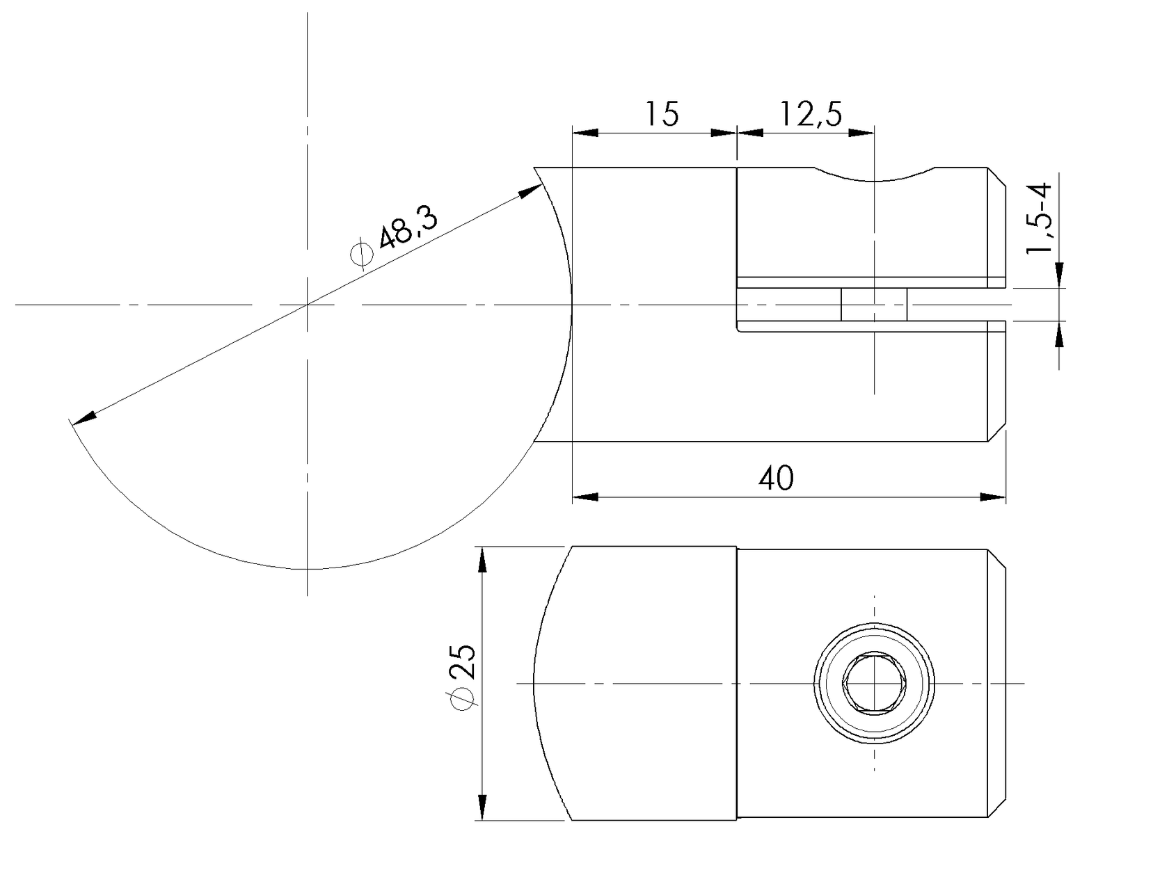 Korlátbetétlemez tartóelem köroszlopra