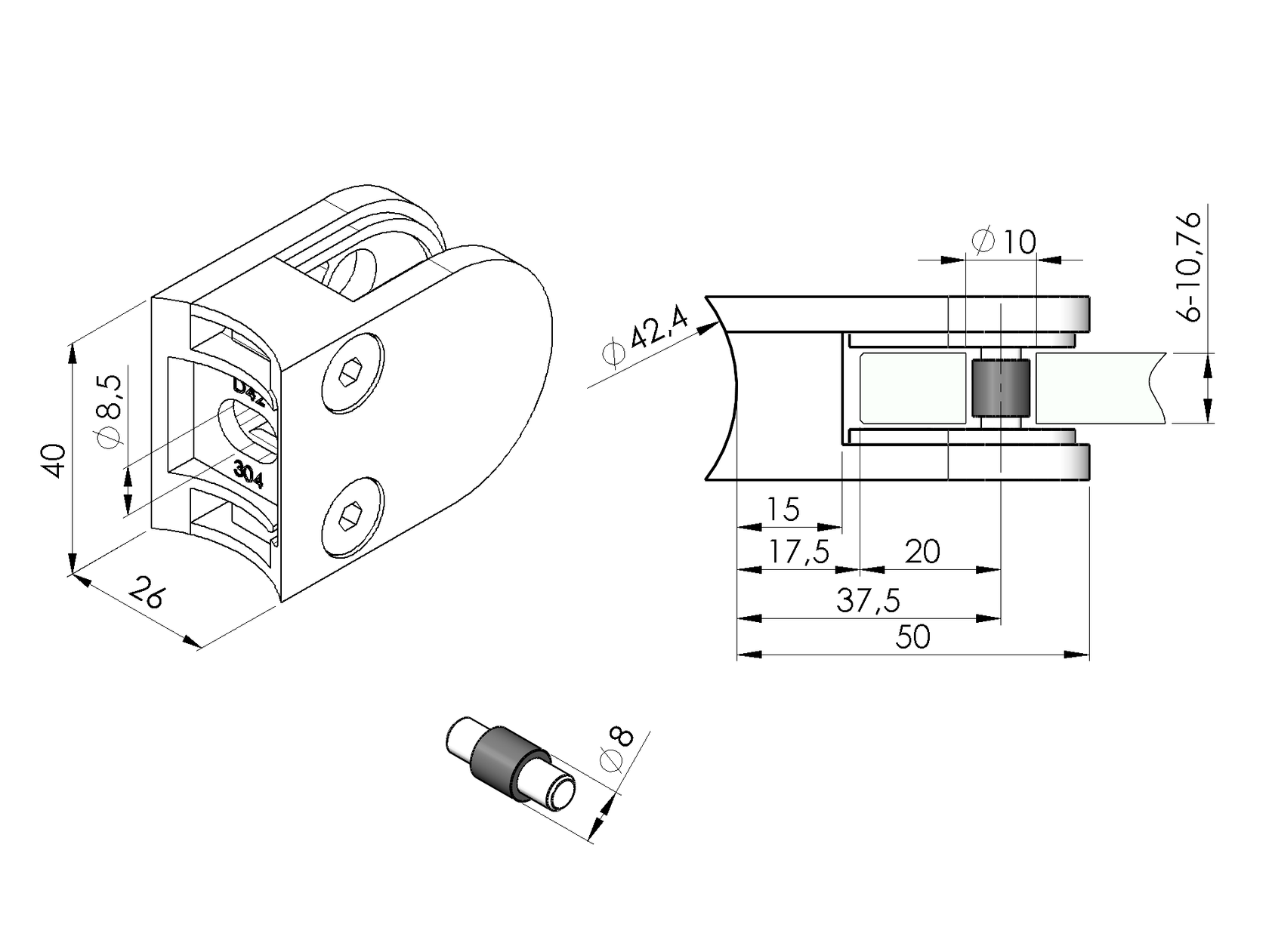 Tengelyirányú üvegmegfogók