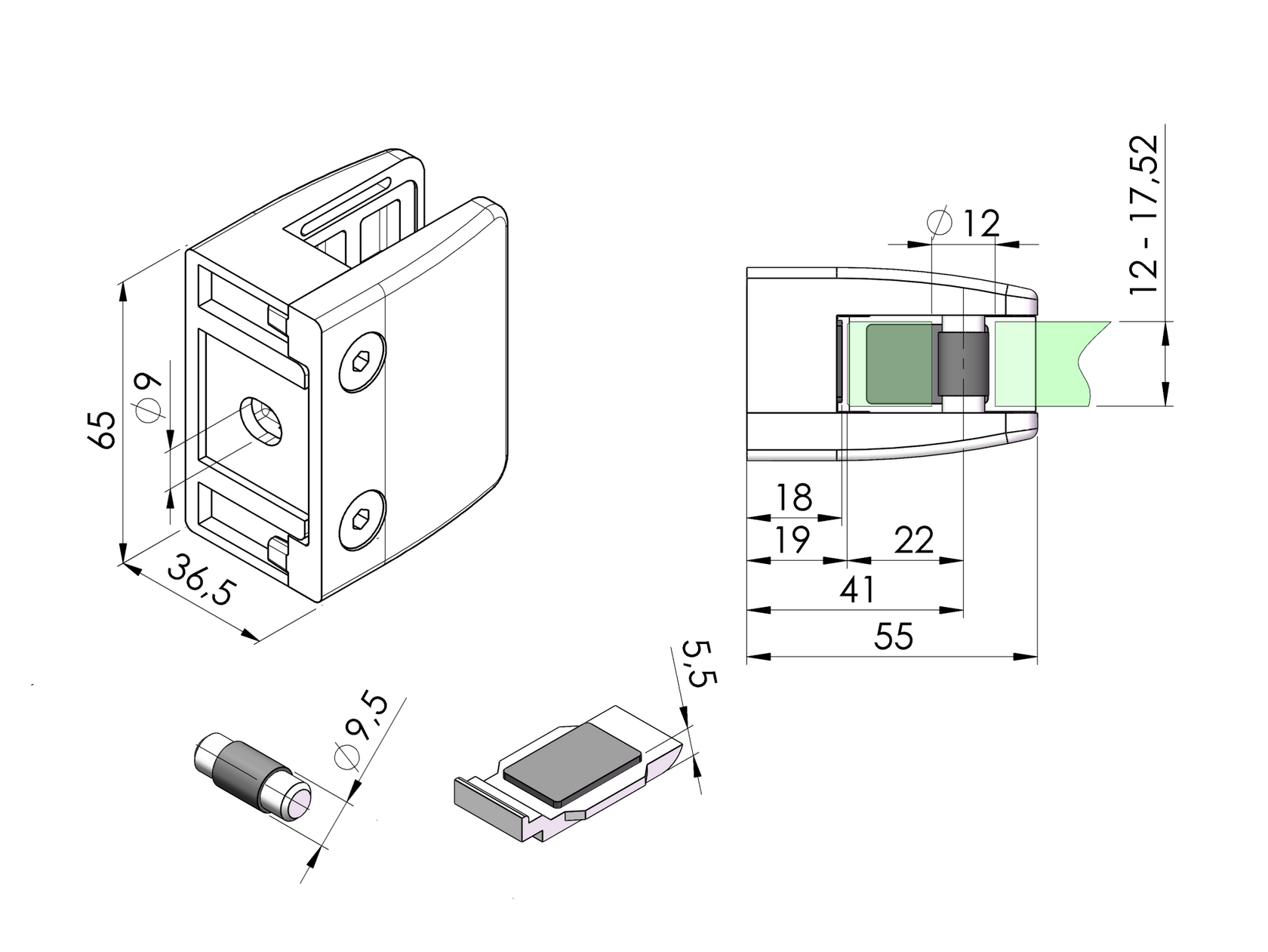 Tengelyirányú üvegmegfogók