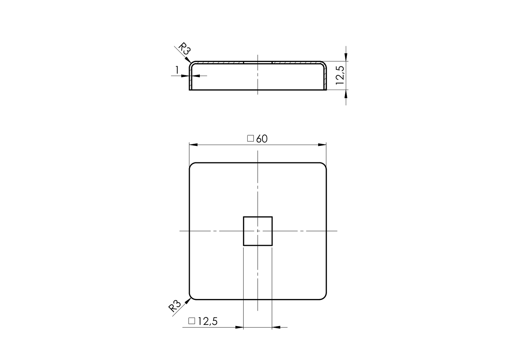 Rozetta - rozsdamentes, szögletes