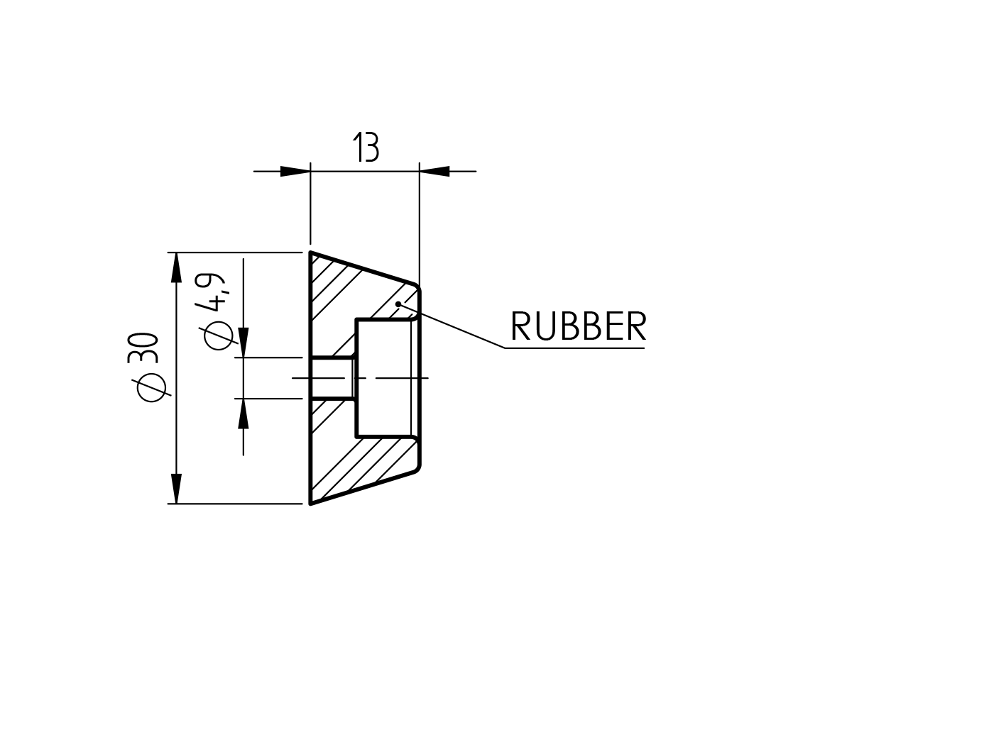 Kapuütköző-gumi h13, D30mm