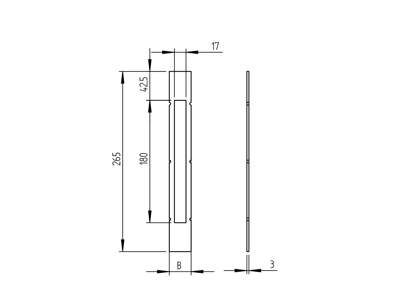 Szárnykapu kiegészítök h 265mm, b 42mm