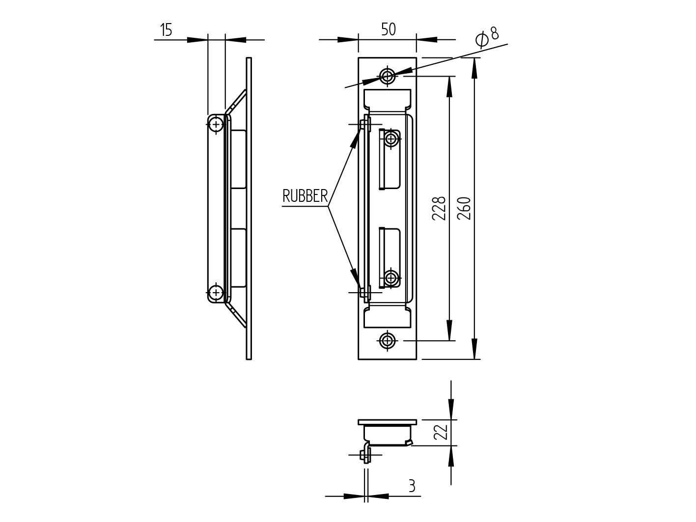 Univerzális kapuzár ütköző 40x40