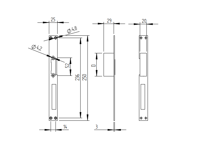 Elektromágneses zár kétoldalas lappal, 12v-24V AC/DC