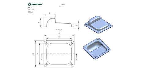 Kapuütköző inox, 158x138x50mm