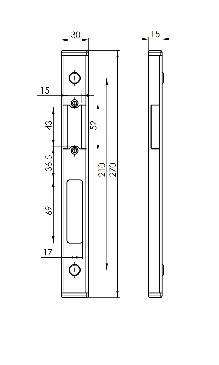 Rozsdam.Univerzális kapuzár ütköző 30x15,