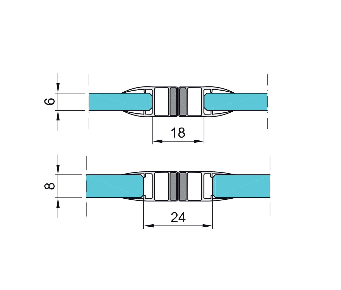 Zuhanyajtó mágneszár PVC - 180°