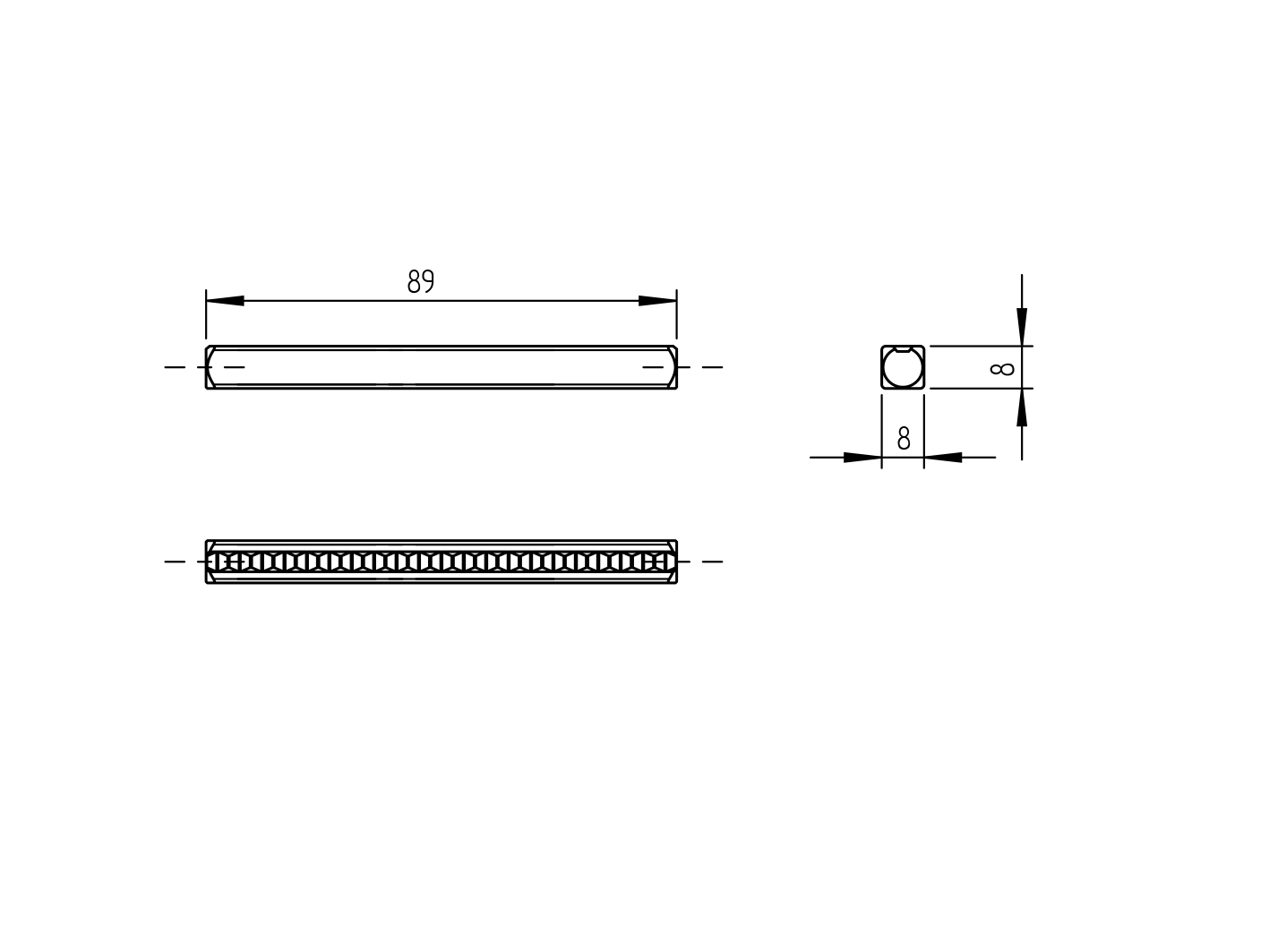 Kilincs összekötőrúd 8x8x90mm