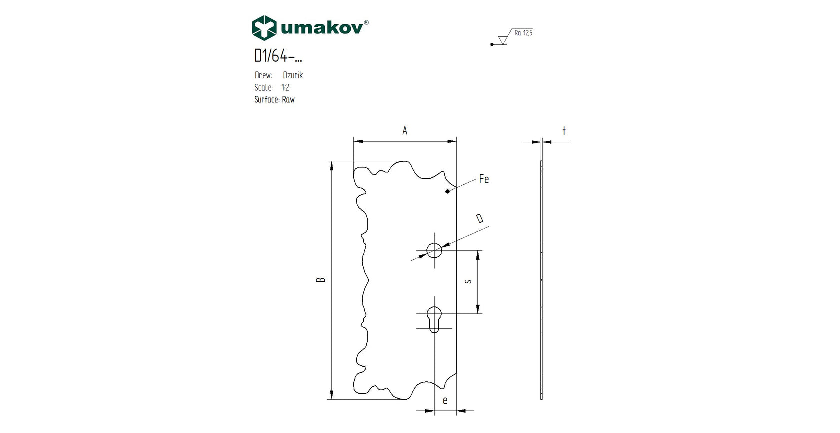 Zár takaró 315x135, t2, a85, d20mm