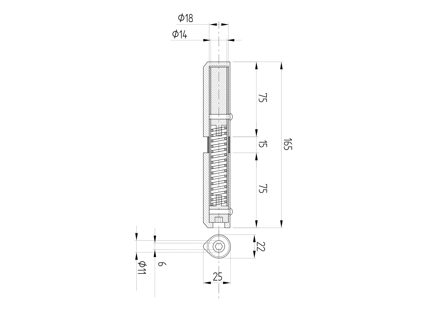 Diópánt D22, L165mm