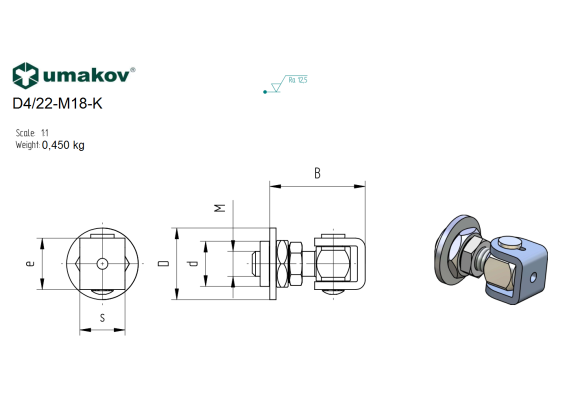 Állítható kapuforgáspont kontraanyával, Zn, M18