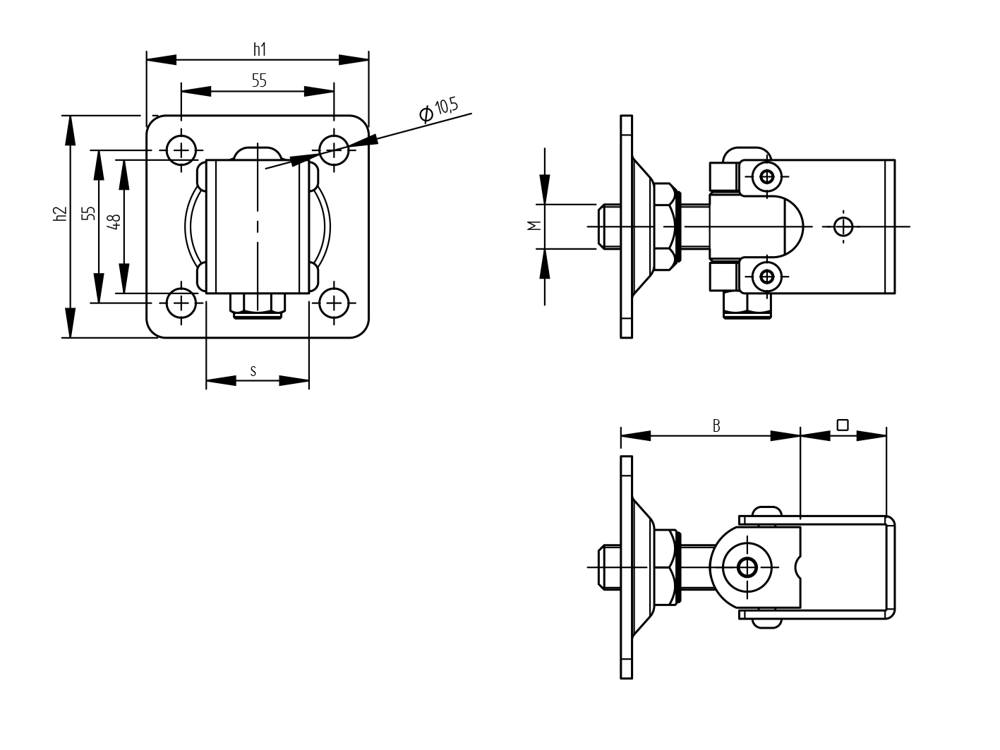 Talpas kapuforgáspont Zn, M20, 100x100mm