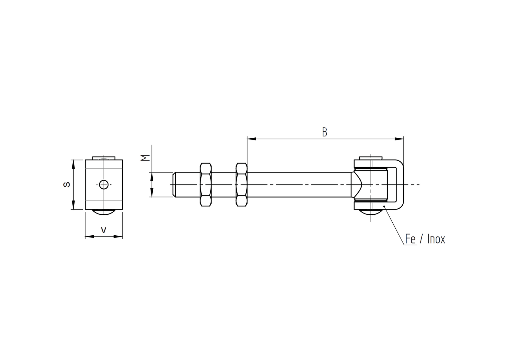 Állítható forgáspont INOX, M12