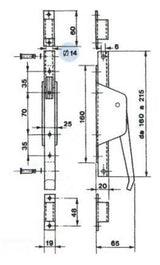 Szárnyaskapu tolózár Zn, L160mm