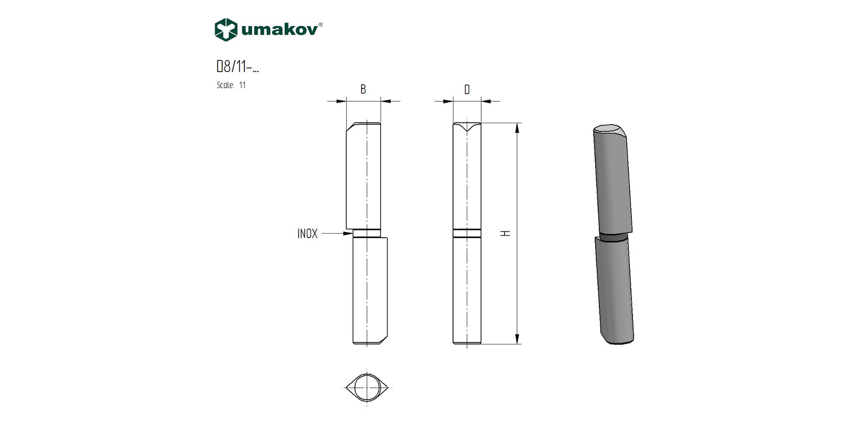 Diópánt, INOX D16, L120mm
