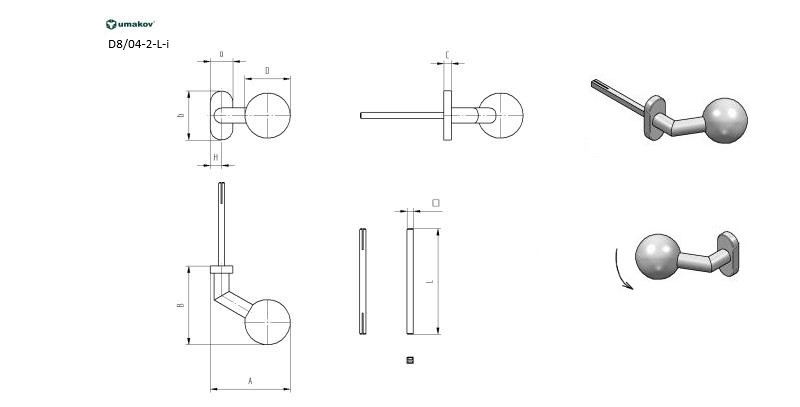 Kilincs és fix gömb - balos, rozsdamentes