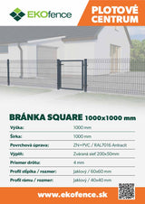 Bránka 1kr. SQUARE ZnPVC 1000x1000mm, antracit