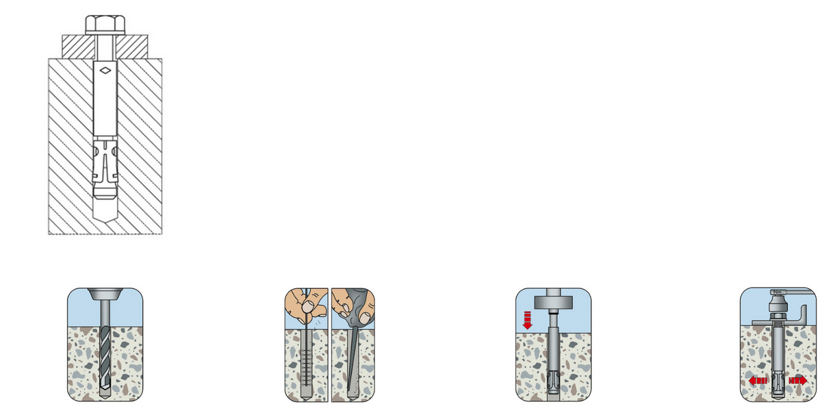 Horgony nehéz terhelésekhez, acél FAZ-IG M10
