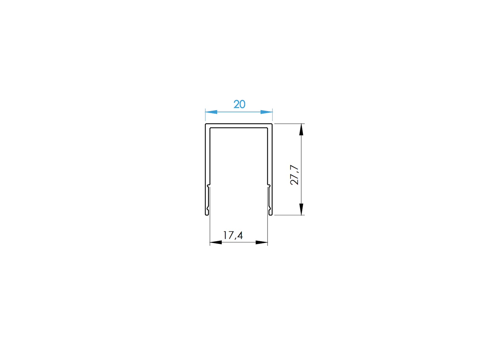 Alumínium elválasztó profil FG/F20 töltet - 100mm R7016