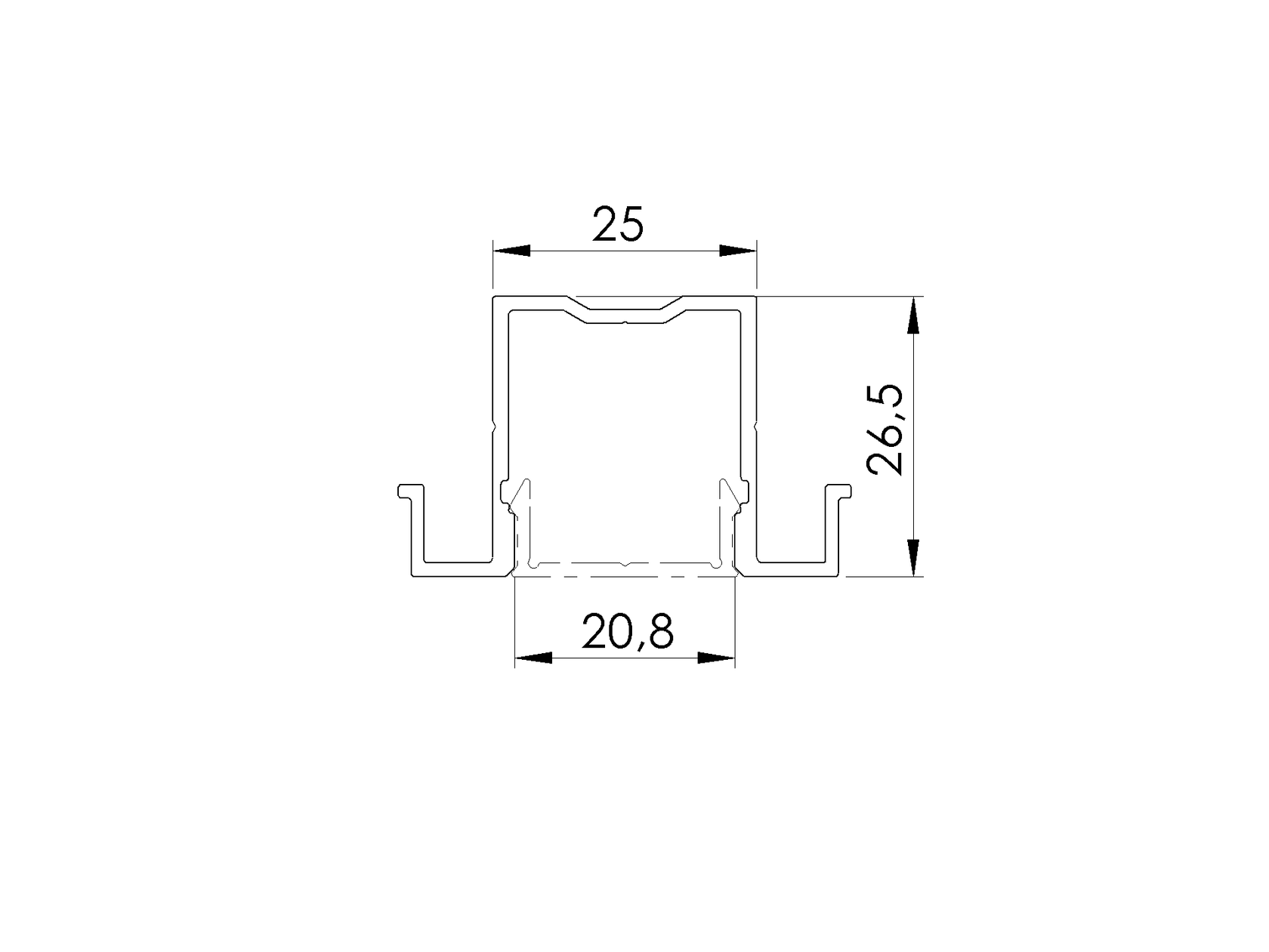 Alumínium U-adapter 45x20-6000mm R7016