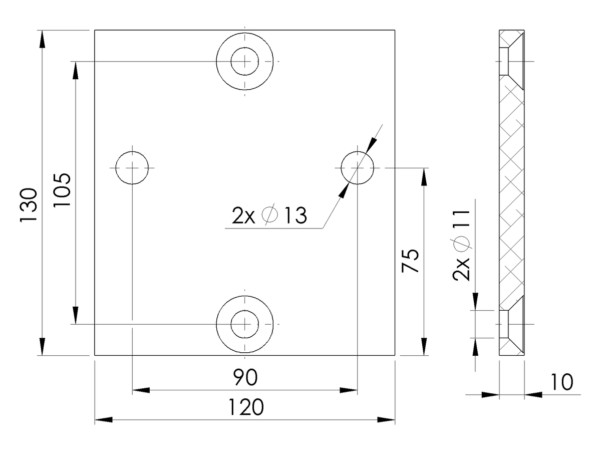 Hliníková kotviaca platňa pre profil/stĺpik 56x60 Antracit R7016