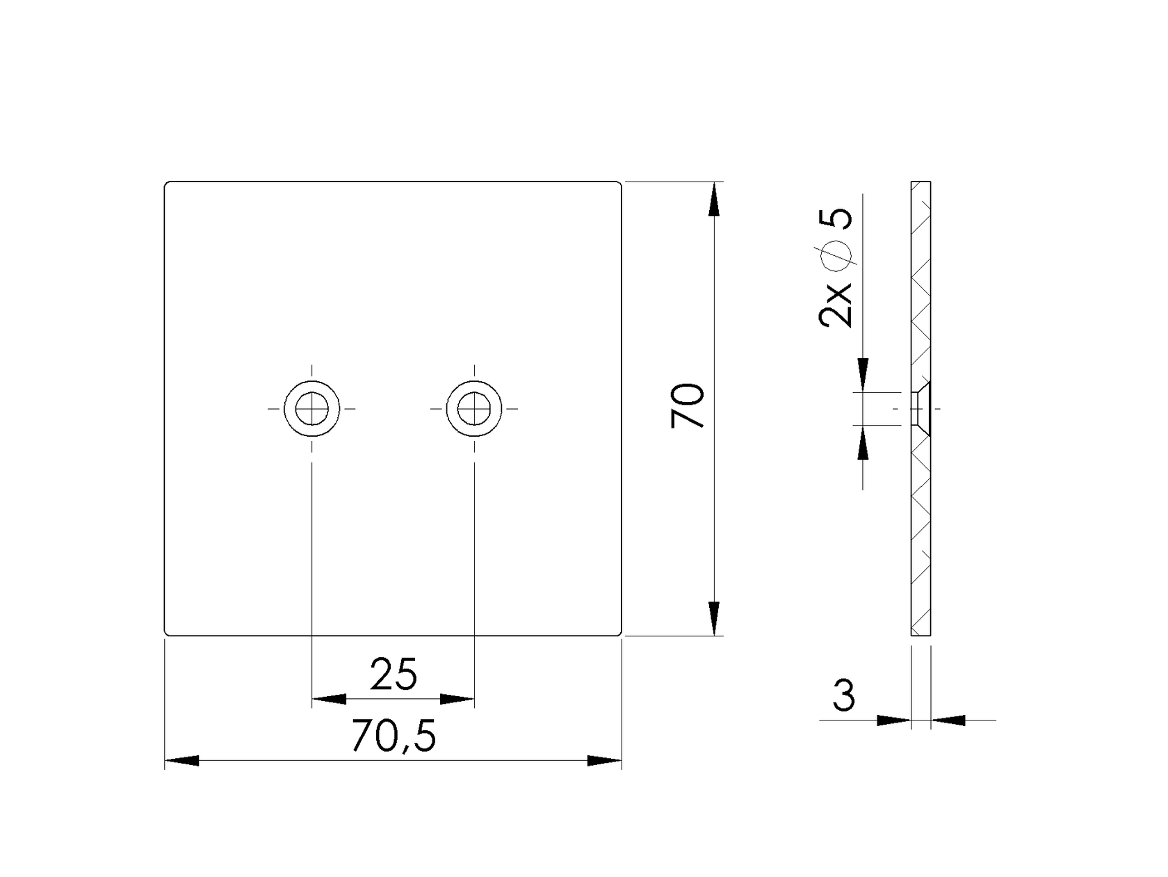 Alumínium oszlopfedél 70x70 R7016