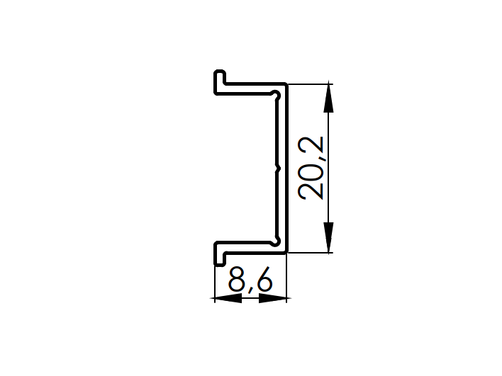 Keskeny takaróléc oszlopprofilokhoz 20mm R7016