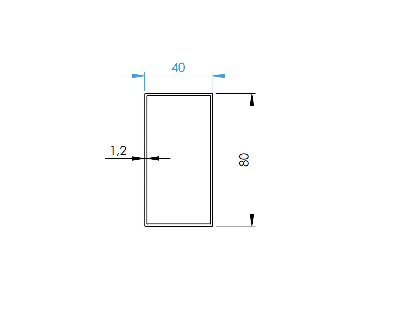 Alumínium kerítésléc 40x80x1,2-6000mm